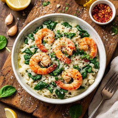 Prawn and spinach risotto
