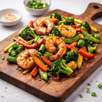 Prawn and vegetable stir fry