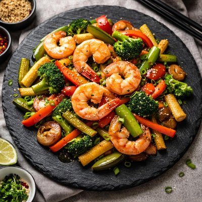 Prawn and vegetable stirfry
