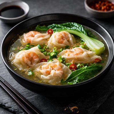 Prawn dumplings soup