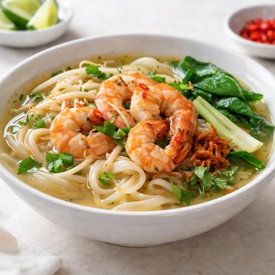 大虾干捞粿条汤