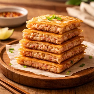 Prawn paste pancakes