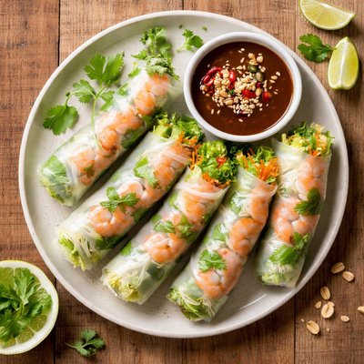 Prawn spring roll with hoisin sauce
