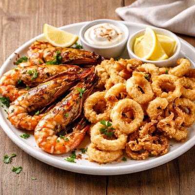 Prawns and calamari