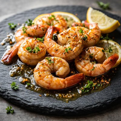 Prawns cooked in butter