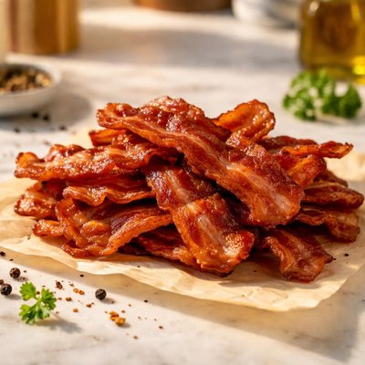 Pre-cooked bacon slice