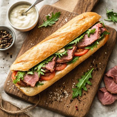 Pret beef horseradish bagueette