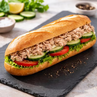 金枪鱼黄瓜法棍面包