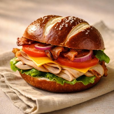 Pretzel bun sandwich