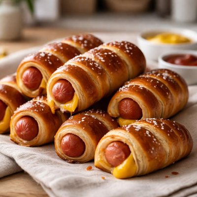 Pretzel dogs with cheese