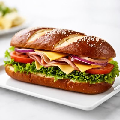 Pretzel sub sandwich