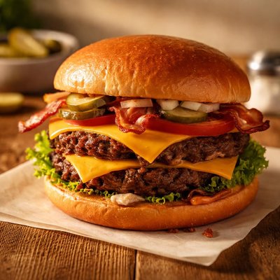 Priest burger og cheeseburger