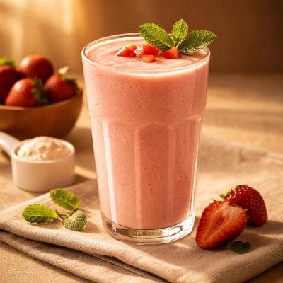 Pro-milk strawberry protein shake