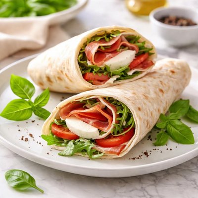 Prosciutto and mozzarella wrap