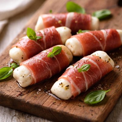 Prosciutto wrapped mozzarella