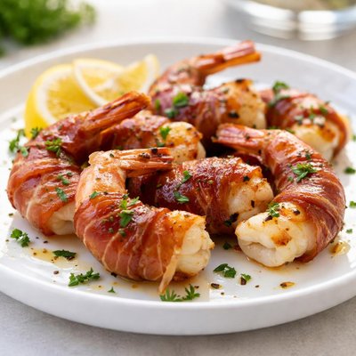 Prosciutto wrapped shrimp