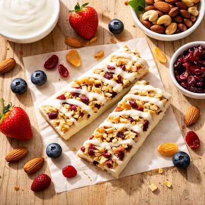 Protein fruit and nut bar with yogurt