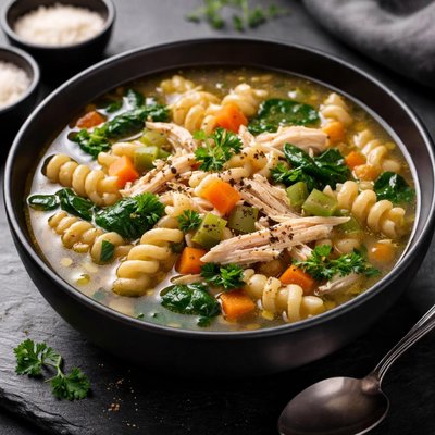 Protein pasta chicken soup