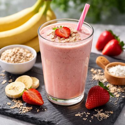草莓香蕉燕麦蛋白奶昔