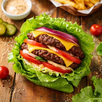 Protein style double cheeseburger in and out