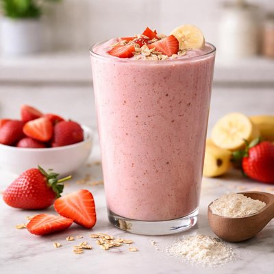 Protien banana strawberry smoothie