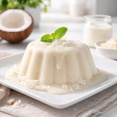 Pudding with coconut milk
