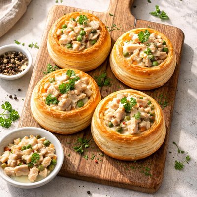 Puff pastry with chicken ragout