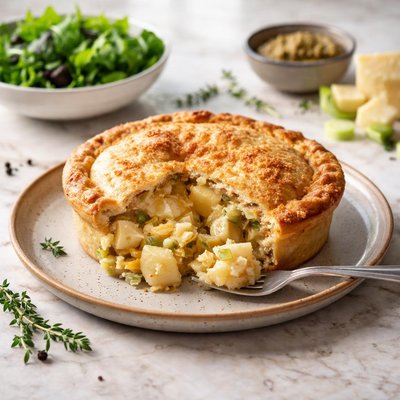 Pukka cheese potato and leek pie