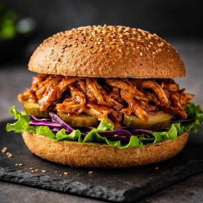 Pull chicken sandwich on keto bun