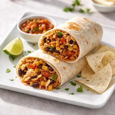 Pulled chicken burrito