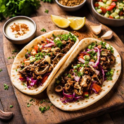 Pulled mushroom shawarma