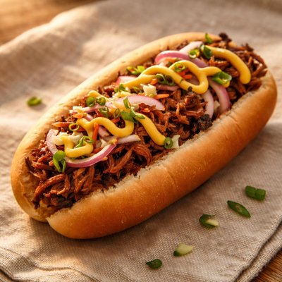 Pulled pork hotdog