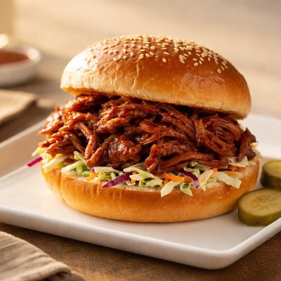 Pulled pork roast sandwich