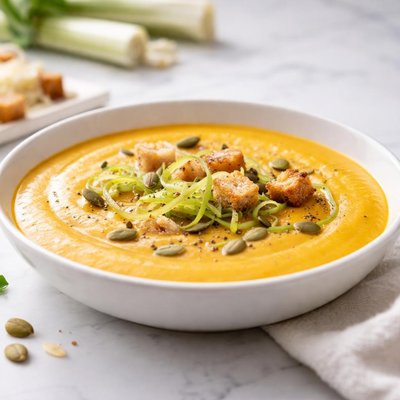 Pumpkin and leek soup