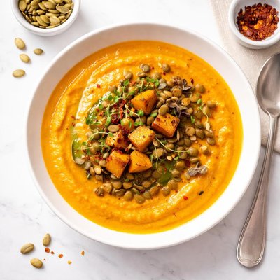 Pumpkin and lentils soup