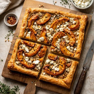 Pumpkin feta tart