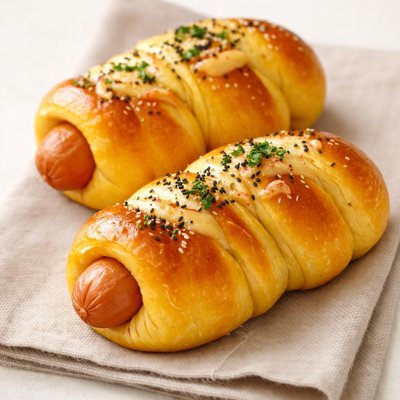 Pumpkin hot dog roll