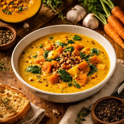 Pumpkin soup with vegetables