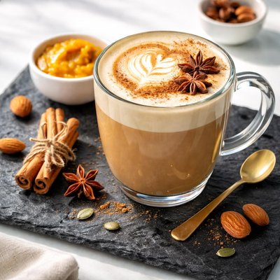 Pumpkin spice almond milk latte