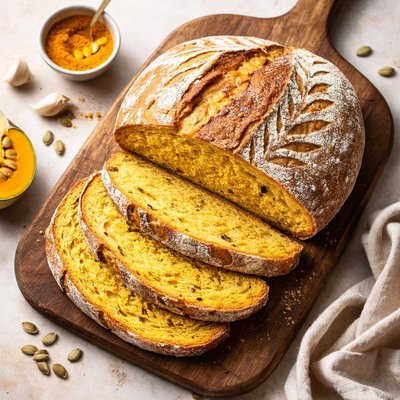 Pumpkin turmeric sourdough bread