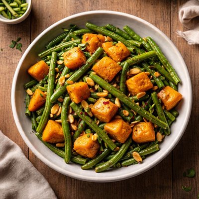 Pumpkin with string beans
