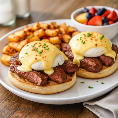 简单牛排安格斯蛋班尼迪克特