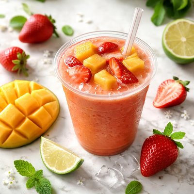 Pure recharge mango strawberry smoothie