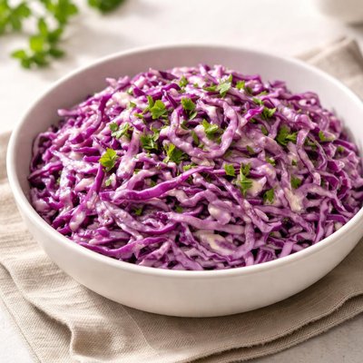 Purple cabbage in mayonnaise salad