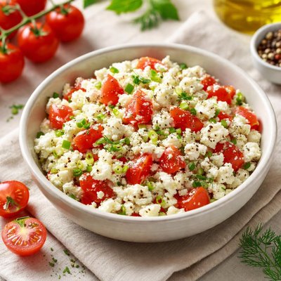 Qarish cheese with tomatoes