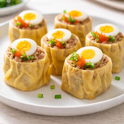 Quail egg siu mai