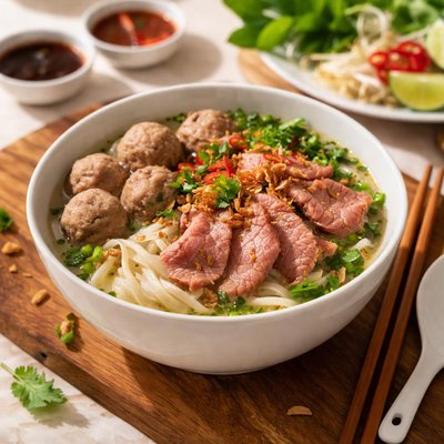 Quang beef and meatball pho