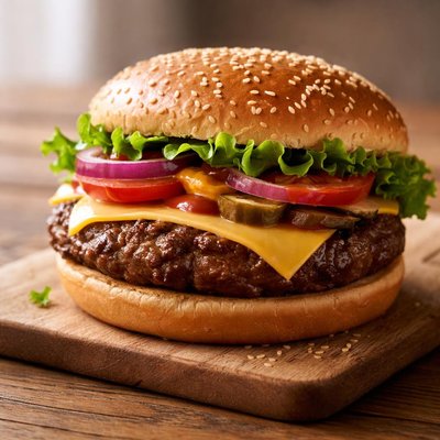 Quarter pounder beef burger