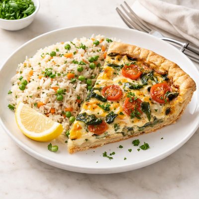 Quiche and rice