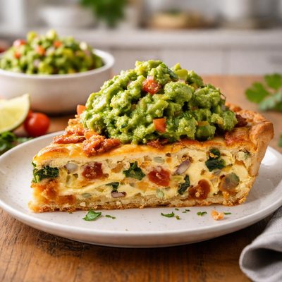 Quiche with guacamole